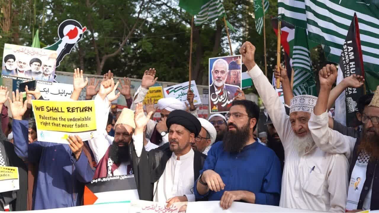 پاکستان، یوم نکبہ کی مناسبت سے فلسطینیوں کی حمایت میں غاصب اسرائیل کے خلاف ریلی