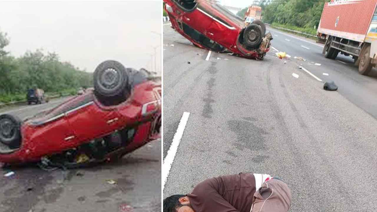آوٹر رنگ پر خوفناک سڑک حادثہ ، کار اُلٹ جانے سے نوجوان کی موت